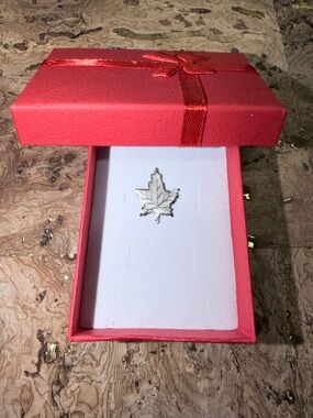 Sterling Silver Leaf Brooch in Red Gift Box 🎁